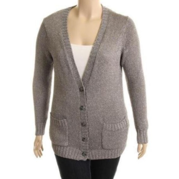 Jones New York Silver Crochet Metallic Button-Down - Picture 1 of 1